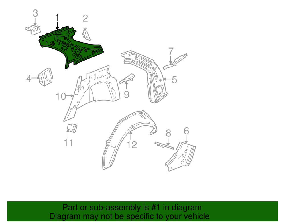 Genuine GM Passenger Side Quarter Inner Rear Panel 20901816