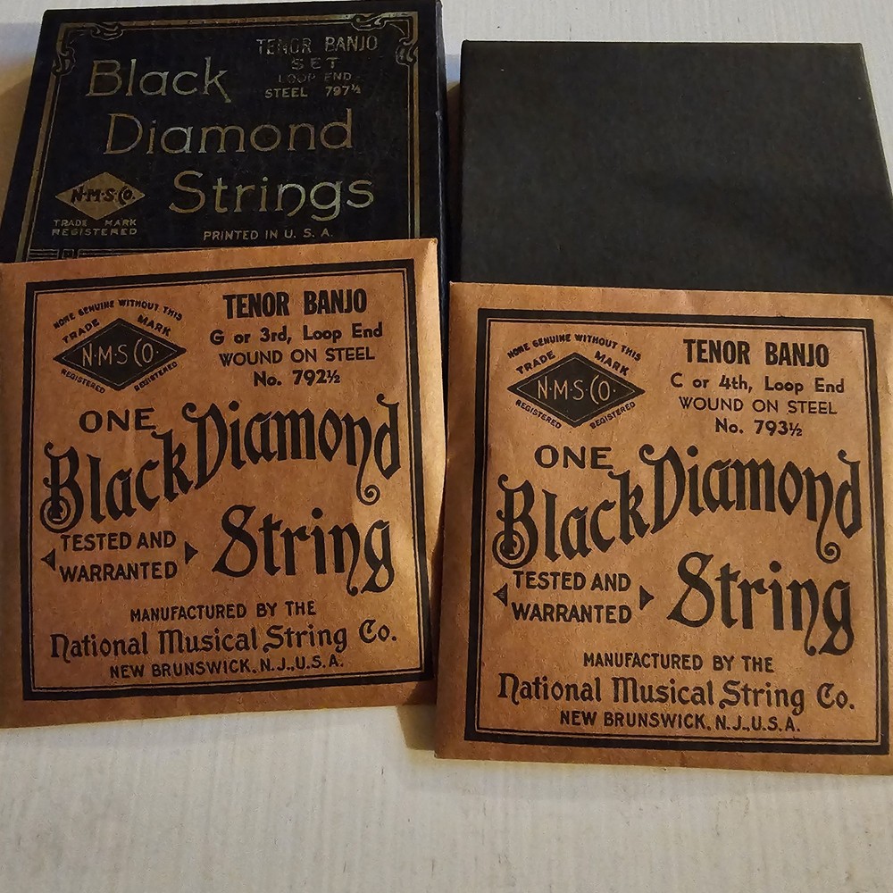 Vintage Black Diamond Banjo Strings various sizes 4 strings Loop End Steel
