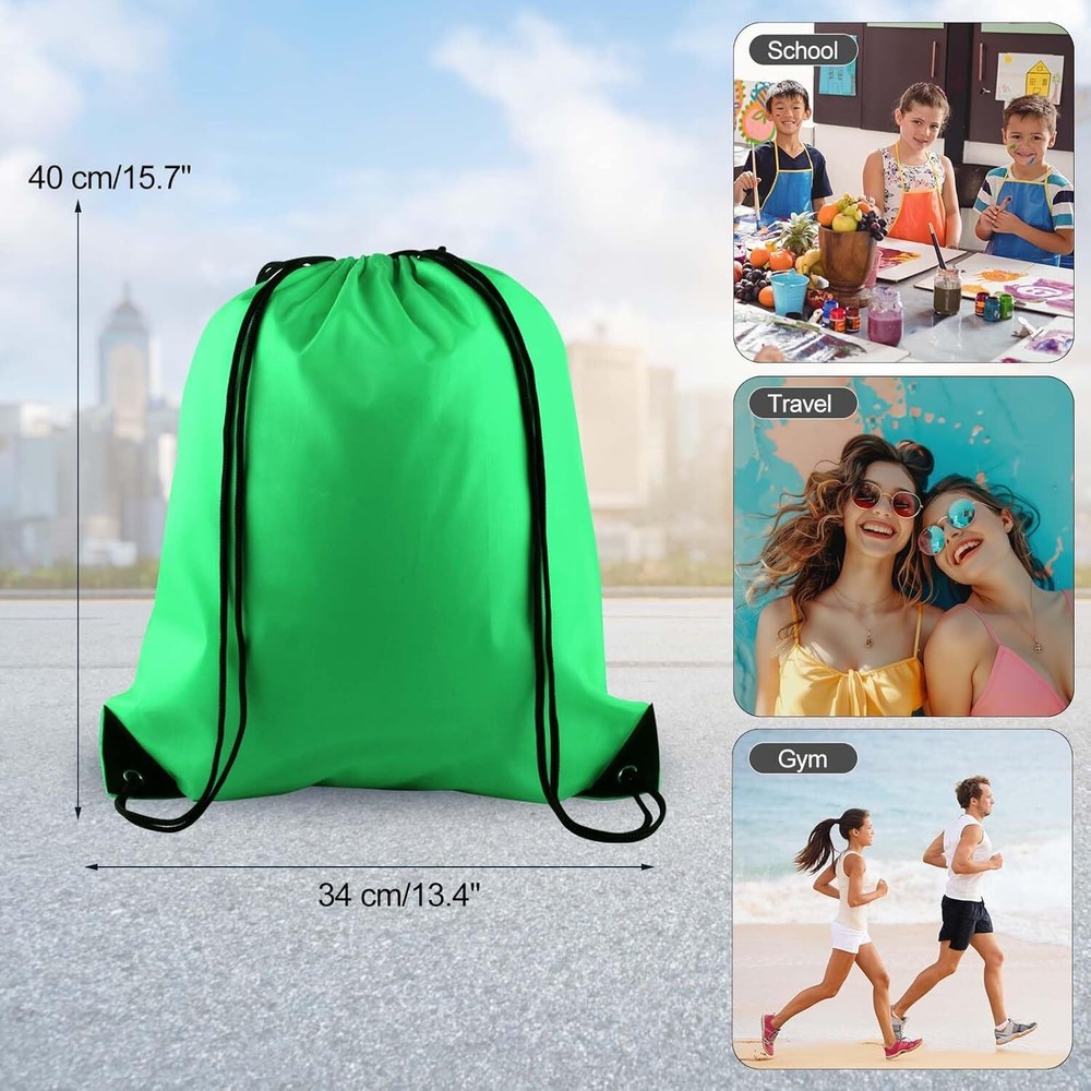 PLULON 2Pcs Drawstring Bags Bulk Backpack Green Blue +