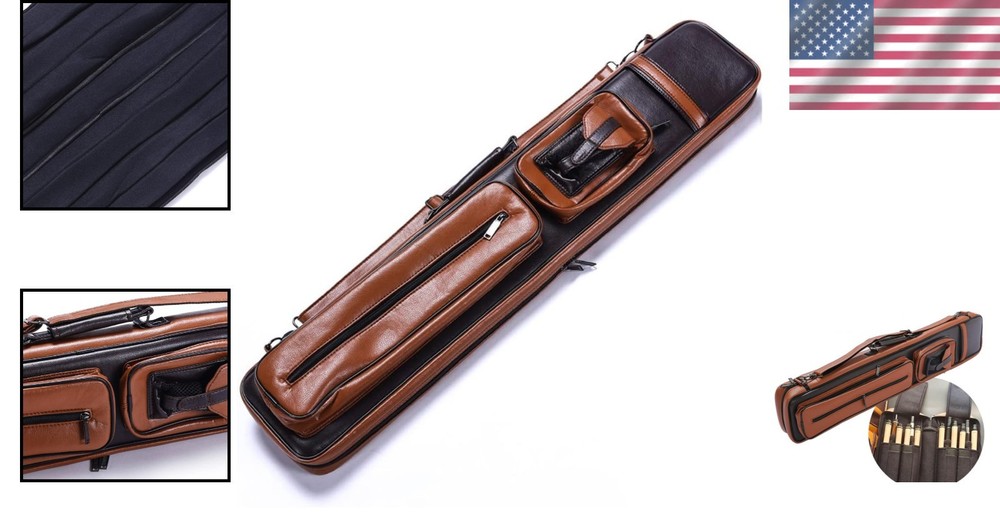 Durable 4x4 & 4x5 Pool Cue Case – Elegant Design with Adjustable Shoulder Strap