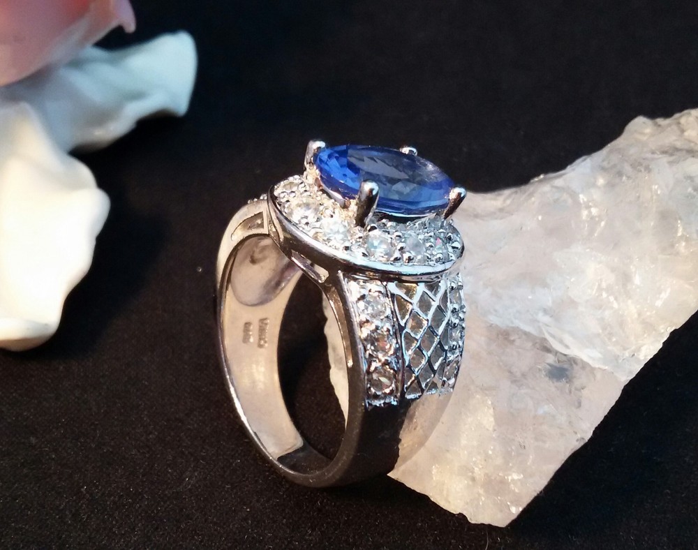 Ring Silver 925 With Blue Topaz 57 Size 18.1mm