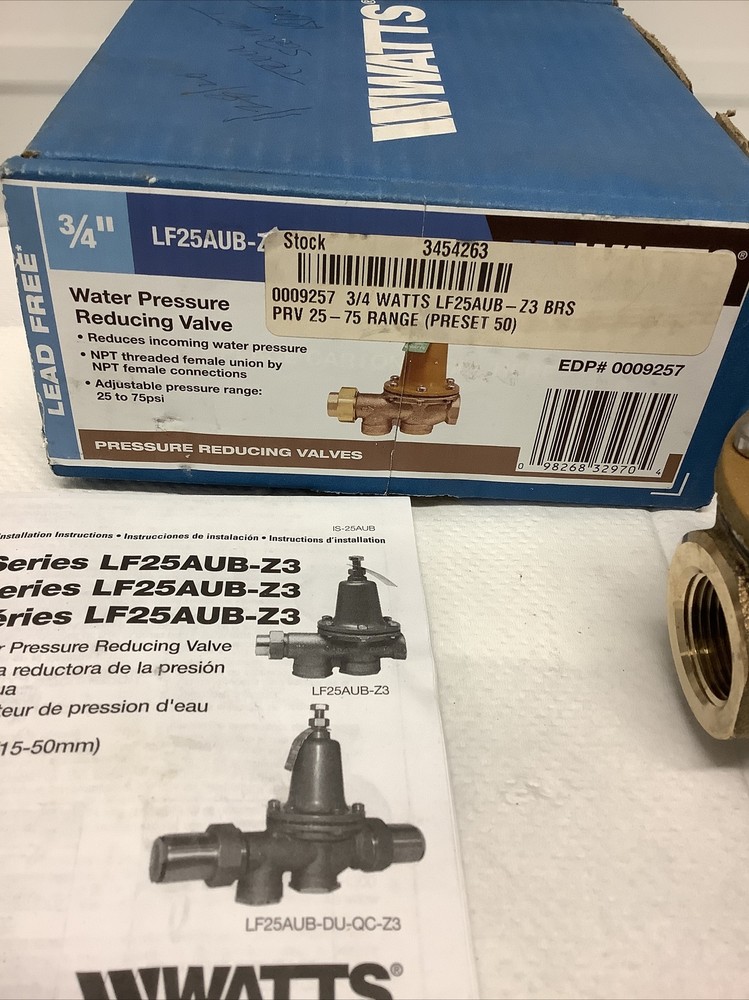 Watts Water Pressure Reducing Valve 3/4” LF25AUB