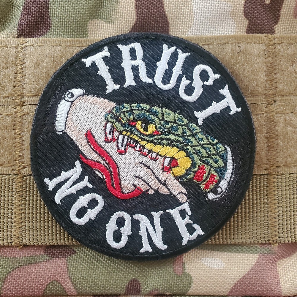 TRUST NO ONE Embroidered Tactical Morale Patch Hook and Loop