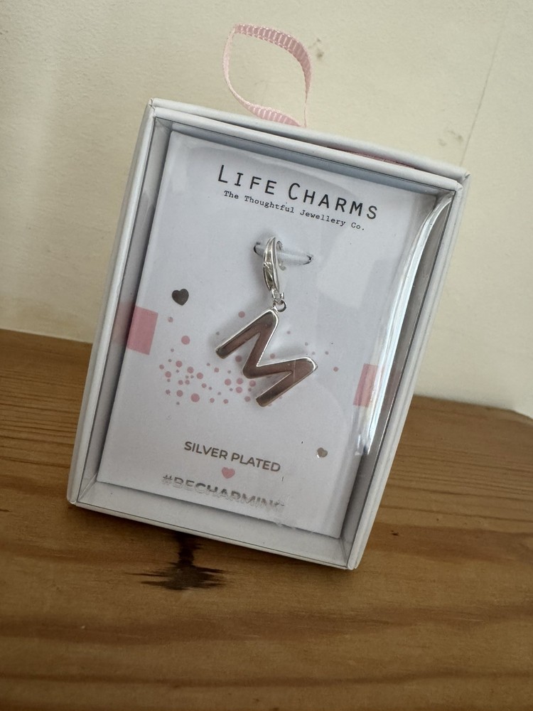 Life Charms Initial M Silver Clip Charm
