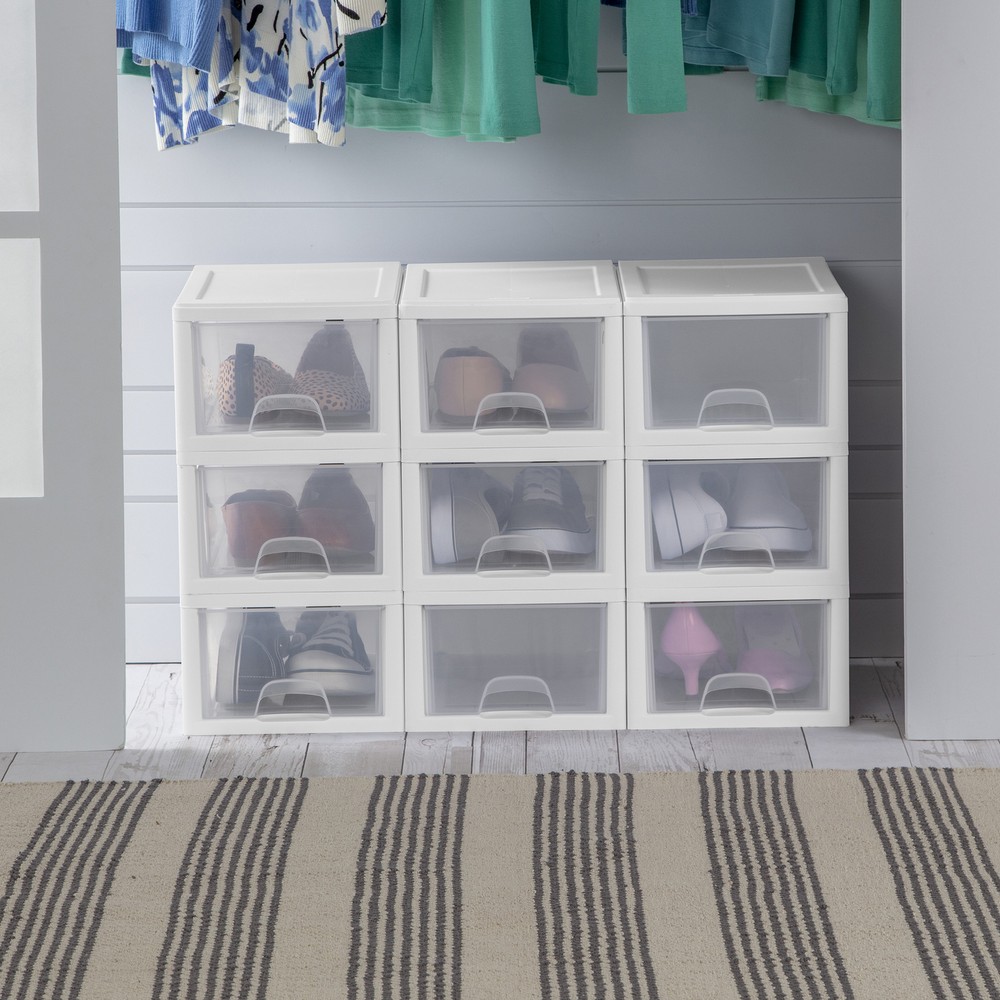 Sterilite 20518006 Stackable Small Drawer White Frame & See-Through (12 Pack)
