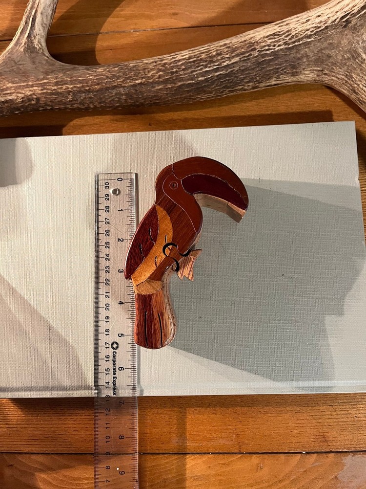 Parrot Wood Puzzle Box With Hidden Compartment