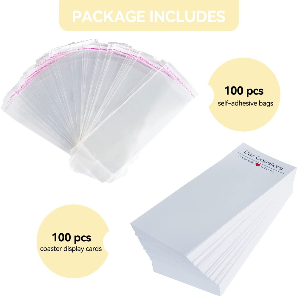 100PCS Car Coaster Packaging for Selling, Sublimation Blanks Car Coasters Ca...