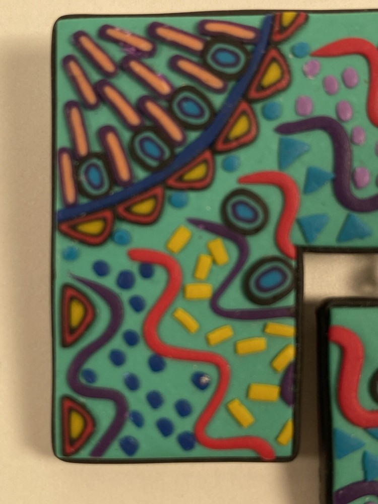 Fun Square In Square Polymer Clay Pin