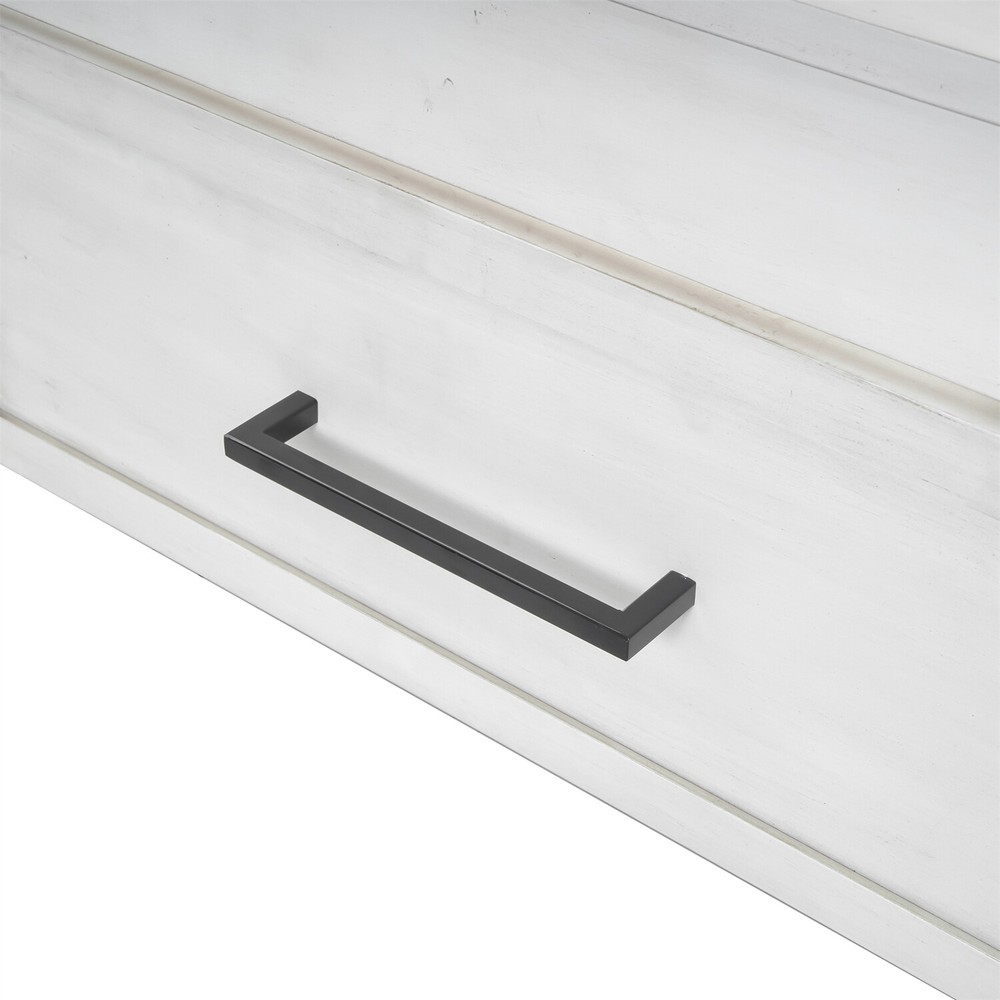 Full/Queen Size Bed Frame Upholstered Platform Bed Frame w/ 2 Drawers White
