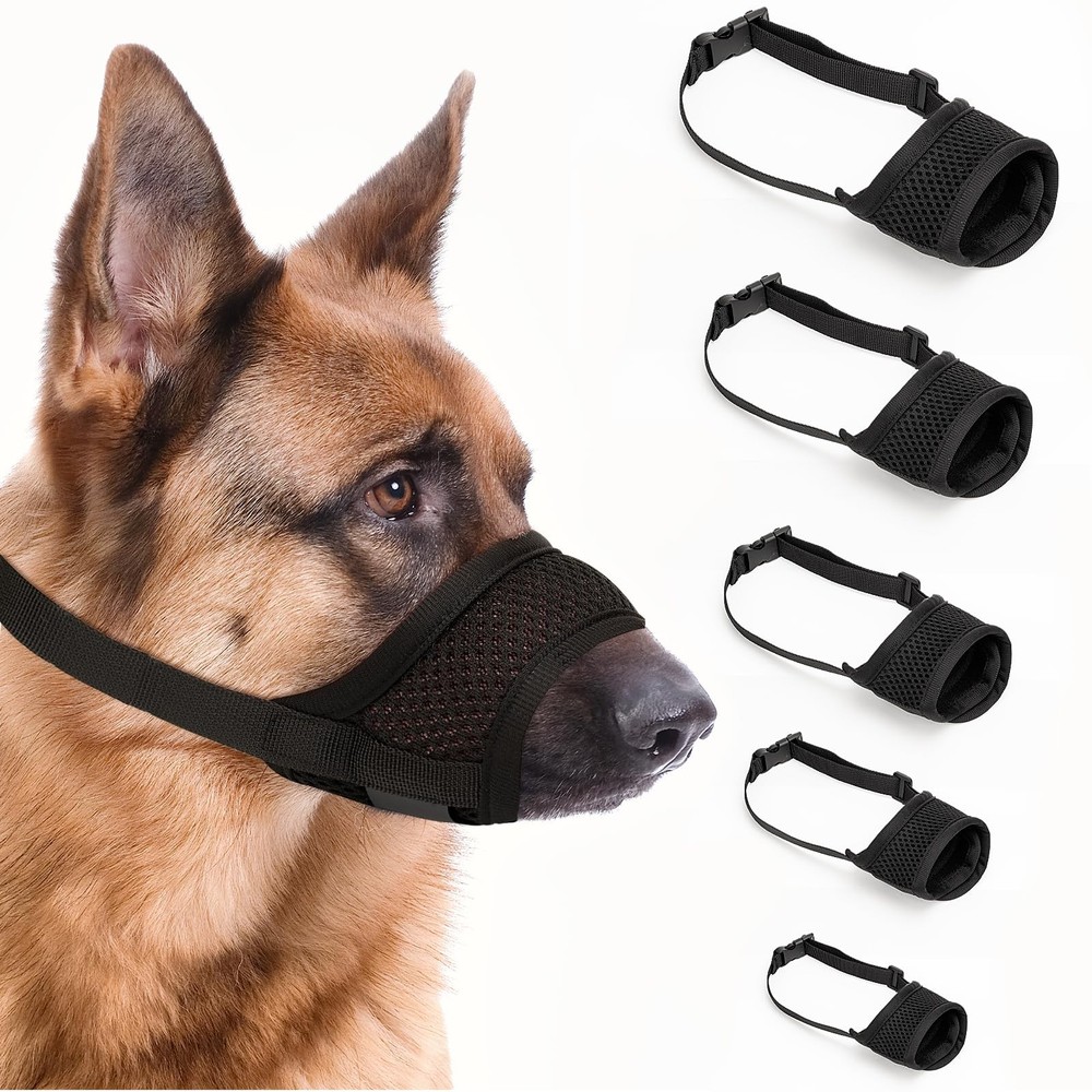 5-Pack Soft Basket Dog Muzzle - Adjustable Strap to Prevent Biting, Barking &...