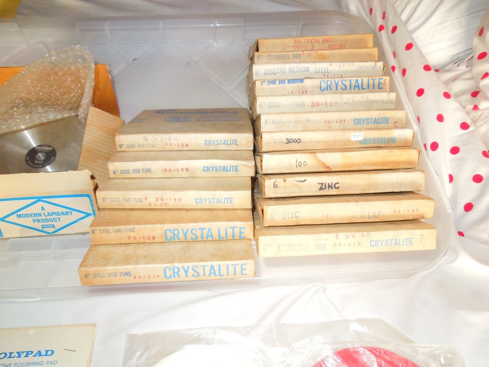 NOS Lapidary Diamond Discs, 6" Crystalite Lap , HI-TECH RAYTECH A FEW USED HTF