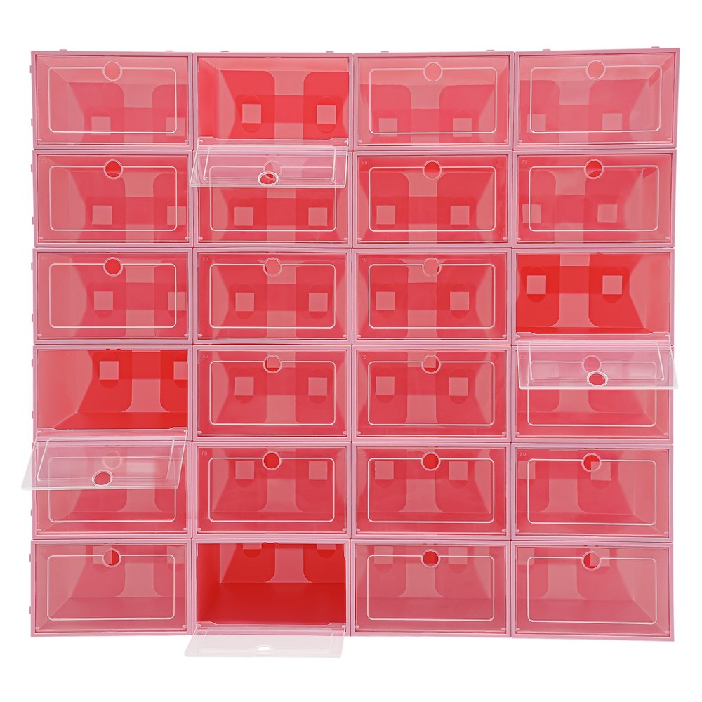 24 Pack Shoe Storage Boxes With Clear Flip Lid, Stackable Shoe Storage Organizer
