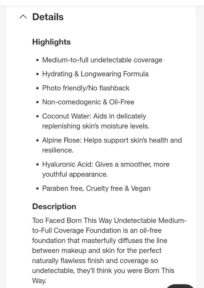 Too Faced Born This Way Undetectable Coverage Cocoa Medium-to-full Foundation