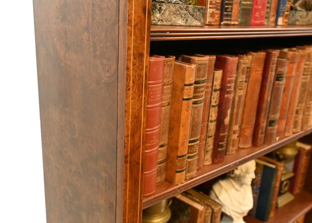 Pair Walnut Bookcases - Regency Sheraton Open Front