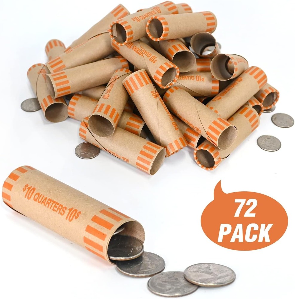 72 PCS Preformed Coin Wrappers Rolls-Quarters