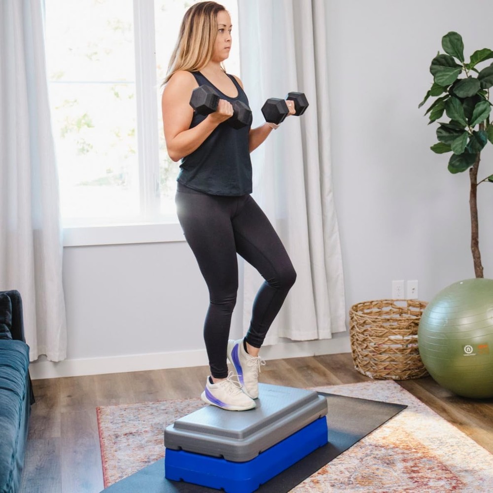 The Step (Made in USA) 4 Inch Stackable Aerobic Exercise Platform (Grey) with...