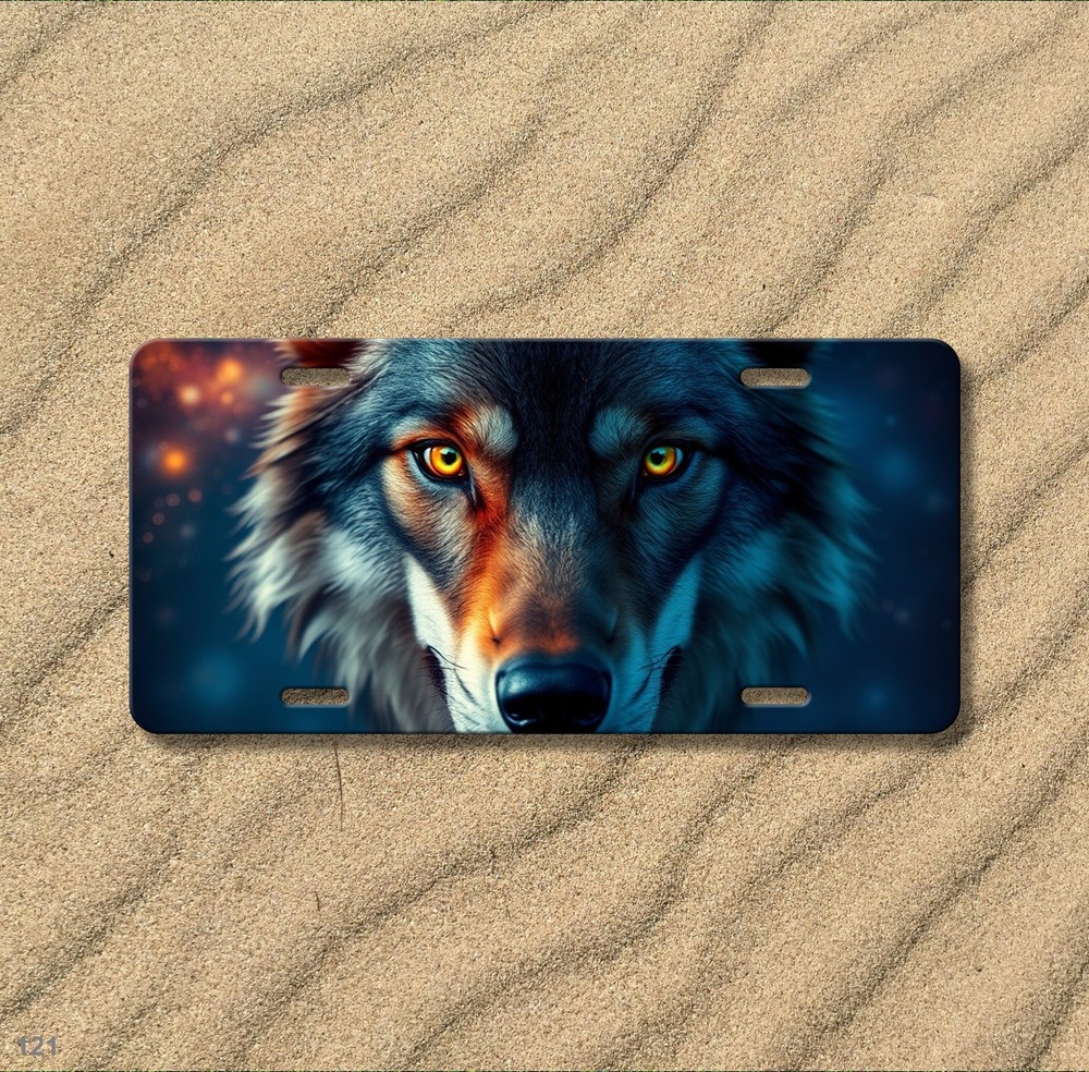 Unique Wolf License Plate Optional Text Auto Tag Holiday Gift