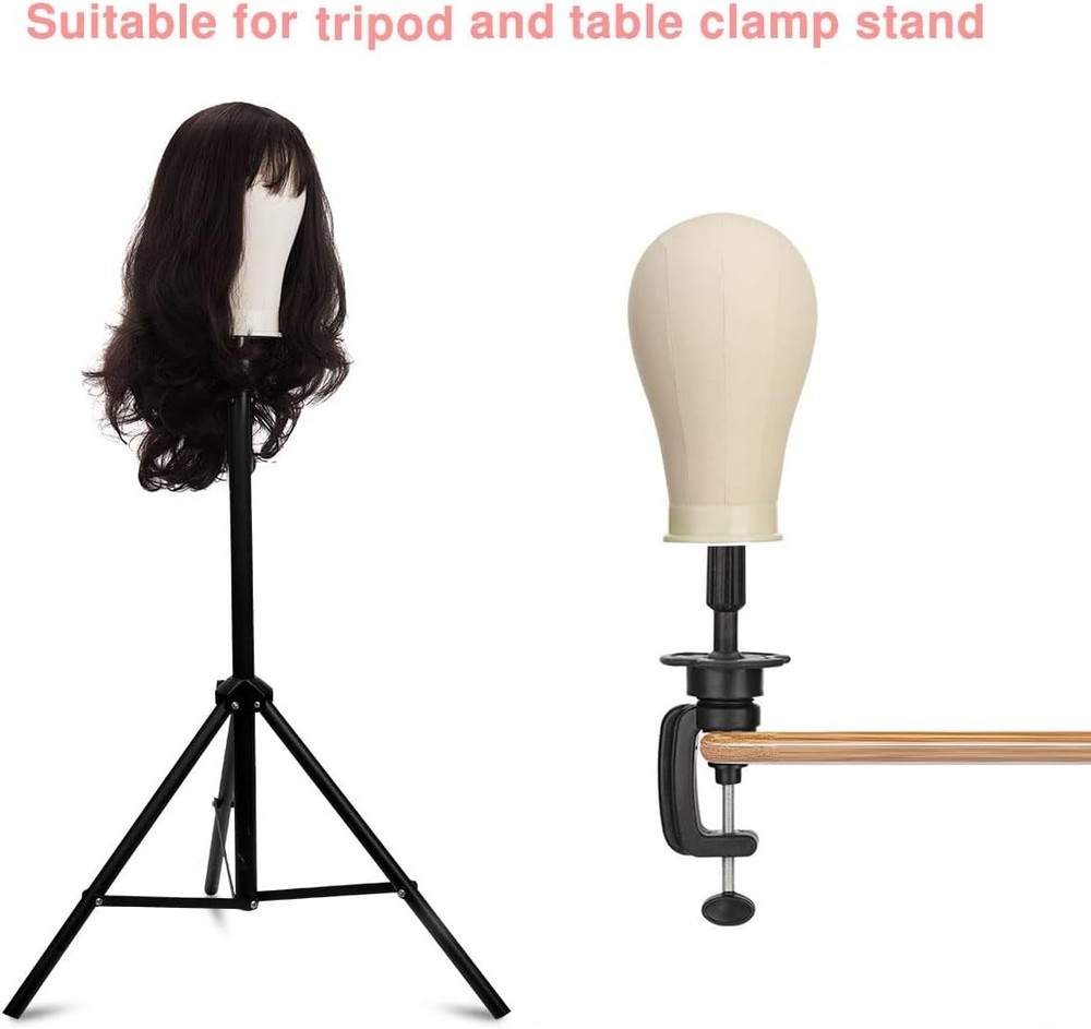 Deluxe 23" Wig Display Mannequin Head - Canvas Block, Polyurethane, Complete Set