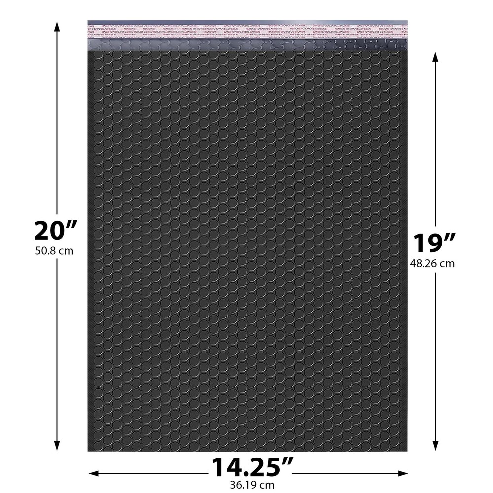 Black Extra Large Poly Bubble Mailers 14.25"x20" / 50 Pack, Jet