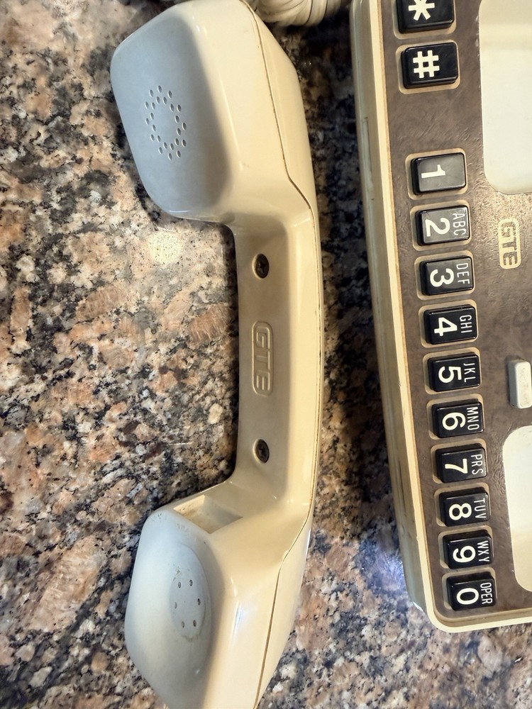 GTE Linear Desk Telephone Tan/Brown Touch Call Push button Retro