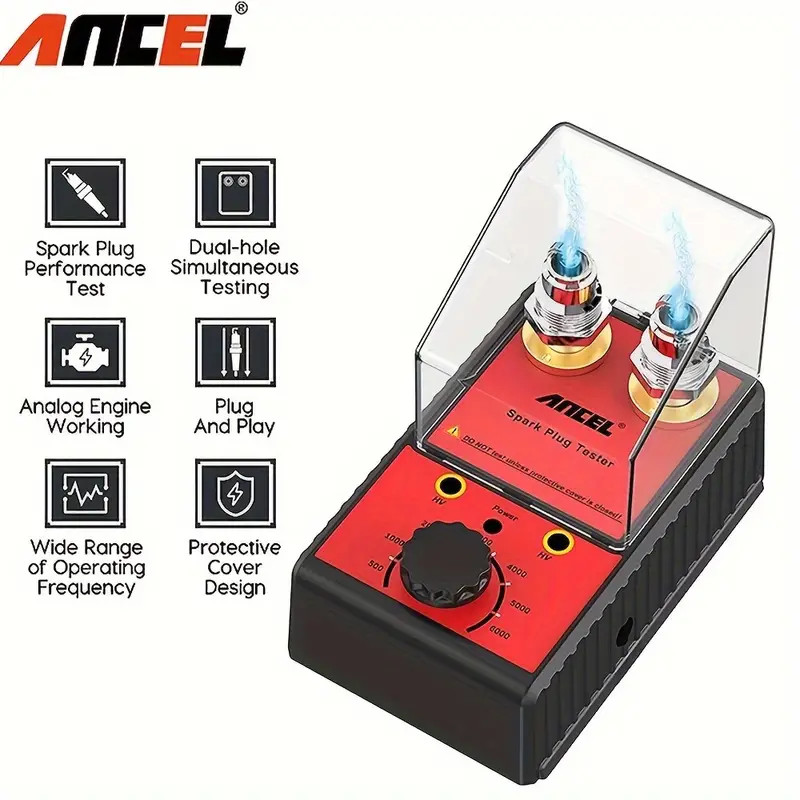 Ancel 12V Car Spark Plug Tester Auto Dual Hole Detector Ignition Plug Analyzer