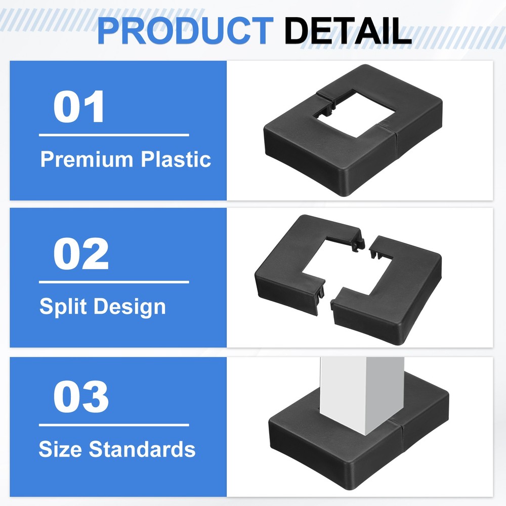4 Pcs Fence Post Skirt, 1.2 x 1.2 Inch Rectangular Split Style Post Base Cover