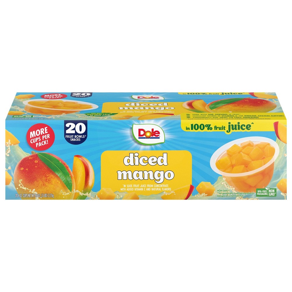 Dole Mango Fruit Cup Bowls, 4 oz, 20-count