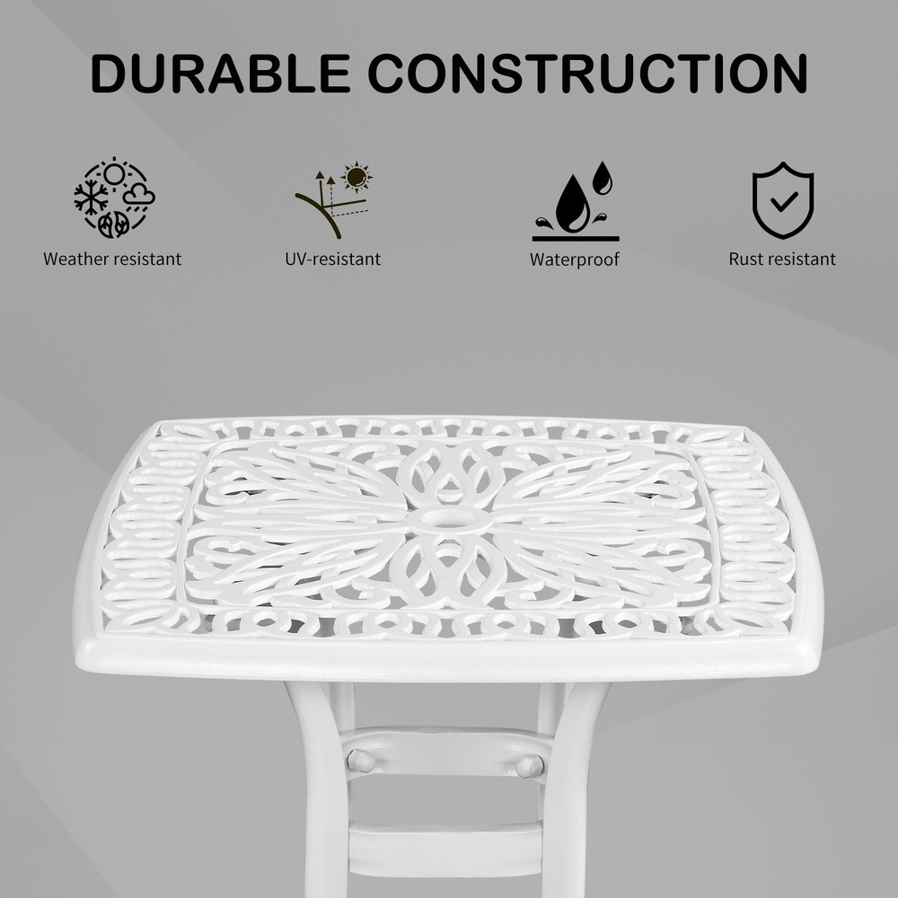 Outdoorr Cast Aluminum Square Table, End Table Side Table for Paio Backyard Pool
