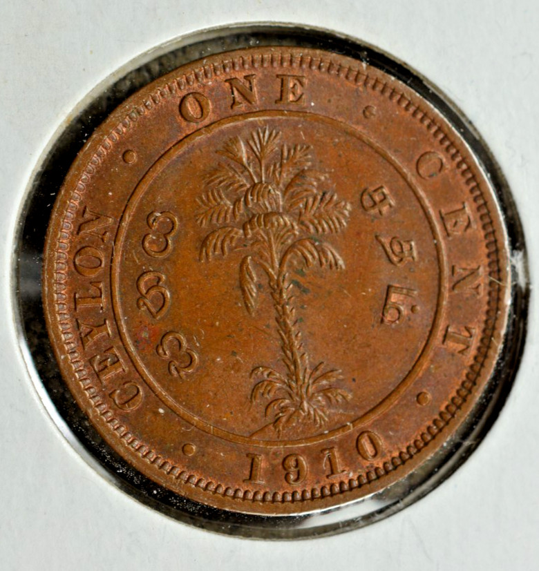 Ceylon 1910 Cent BU Unc Brown