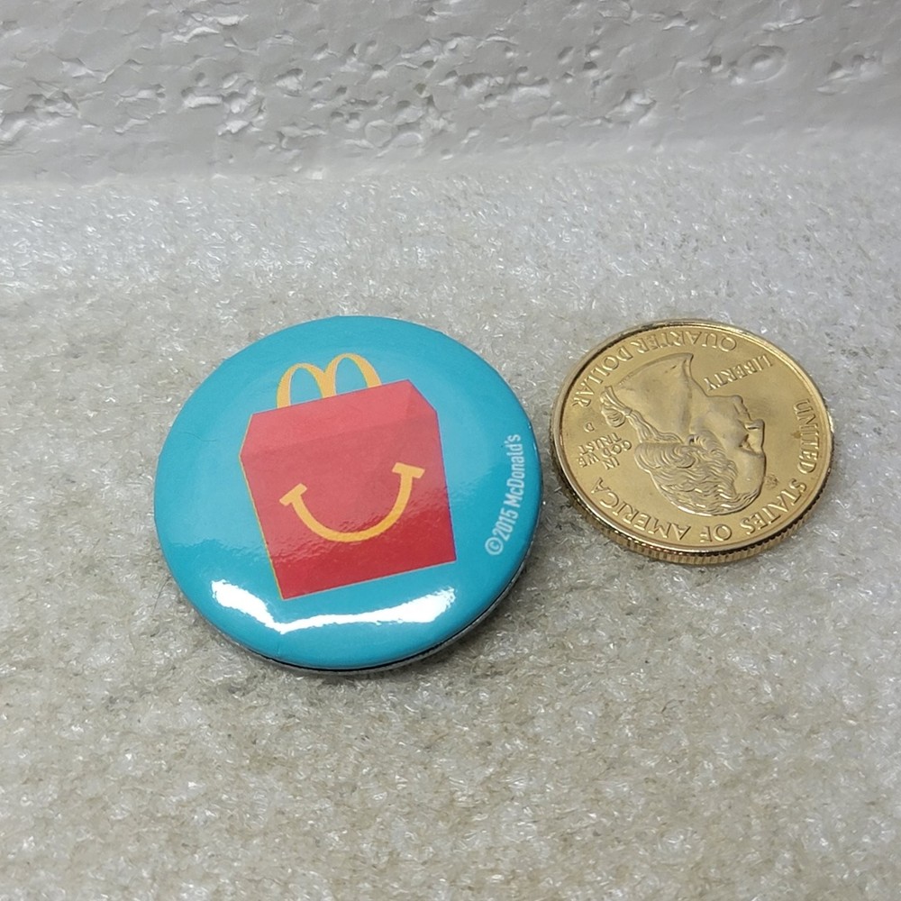 McDonald's Happy Meal Button Pin 2015 Smiley Face Logo