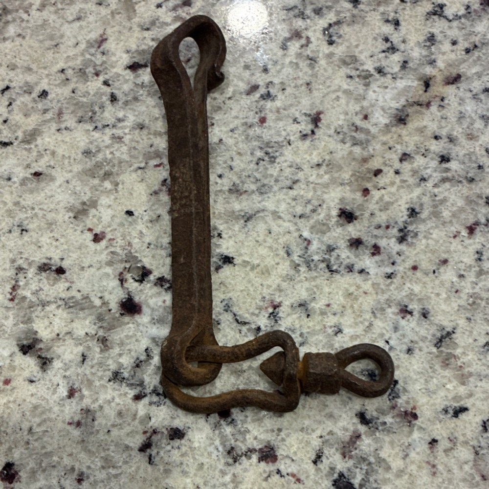 Antique Iron Hook Rusted Brown Architectural Hardware