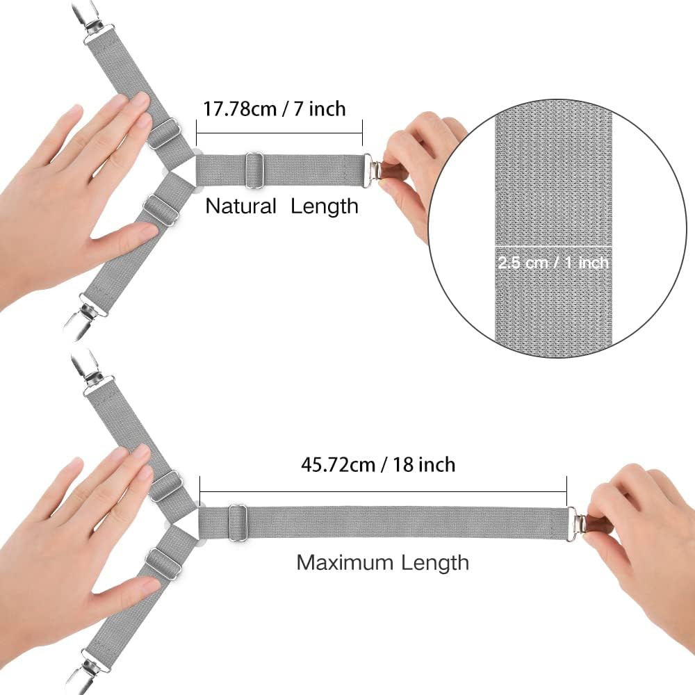 Bed Sheet Holders, 4 pcs Adjustable Fitted Sheet Straps for Bed Corner, bedsheet