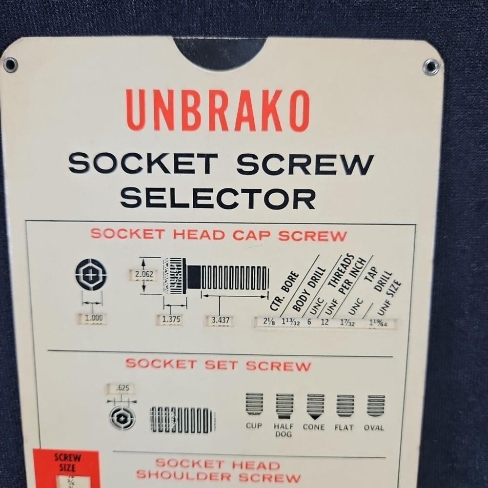 Unbrako Socket Screw Selector Data Guide Slide Rule 1965 Perrygraf ADVERTISEMENT