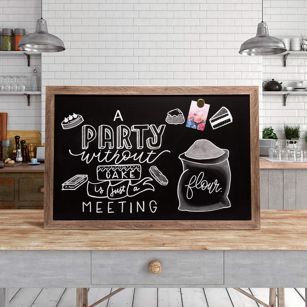Rustic Magnetic Chalkboard 36"x24" with Premium Matte Surface Frame