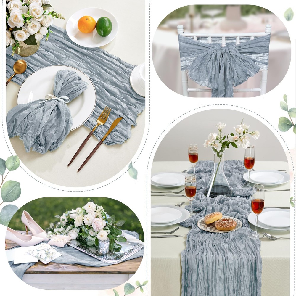 12 Pack Dusty Blue Cheesecloth Table Runner 10FT Long Boho Gauze Table Runner...