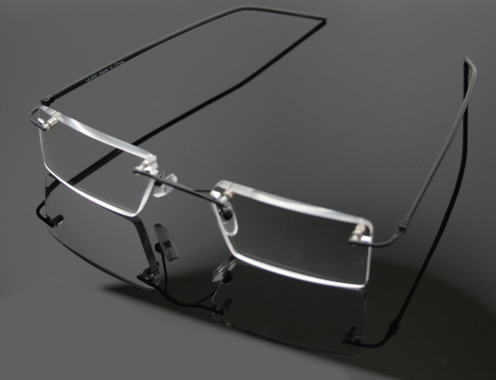 Thin Rectangle Rimless Readers with Anti-Reflective AR Coating Reading Glasses