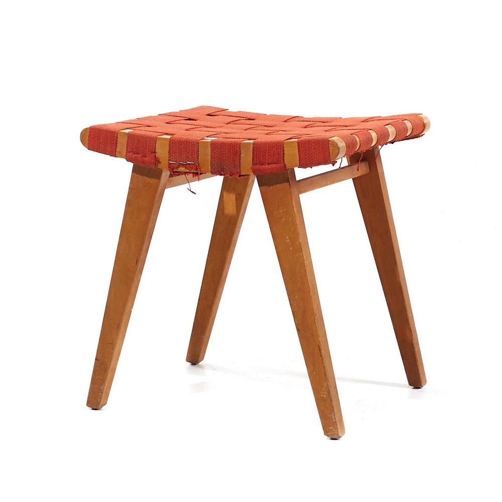 Jens Risom for Knoll Mid Century Strap Stool Ottoman