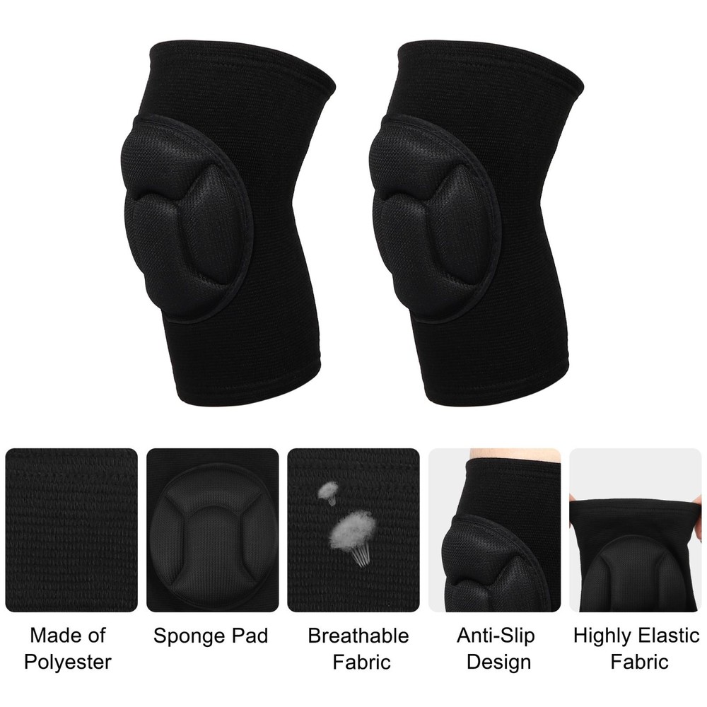 1 Pair Black Polyester Knee Brace Protection Size M