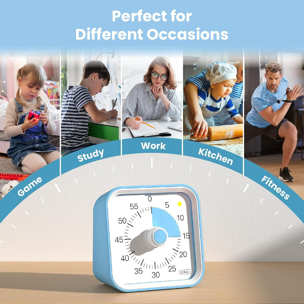 Visual Timer for Kids with Pause Function, 60 Minute Countdown Timer for Kids De