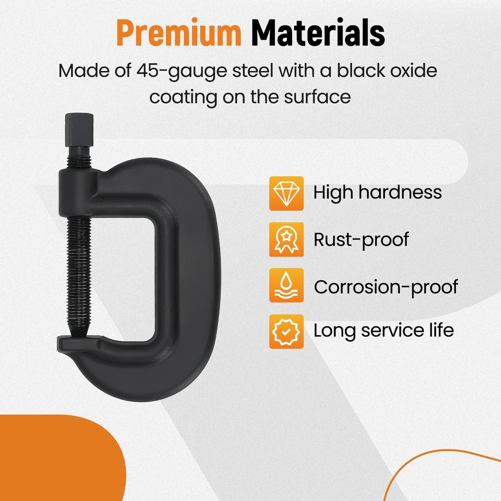 Professional Workshop C-Clamp 4 inch 20000lb Capacity Black Oxide Finish