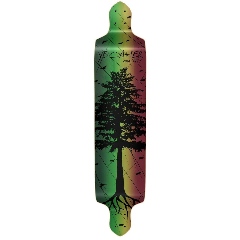 Yocaher Drop Down Longboard Deck - In the Pines : Rasta (DECK ONLY)