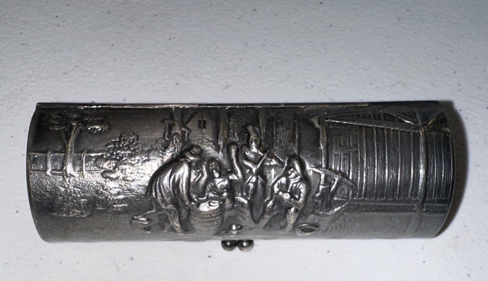 Antique Hans Jensen Denmark Silver plate Repousse Lipstick/Cigarette Case