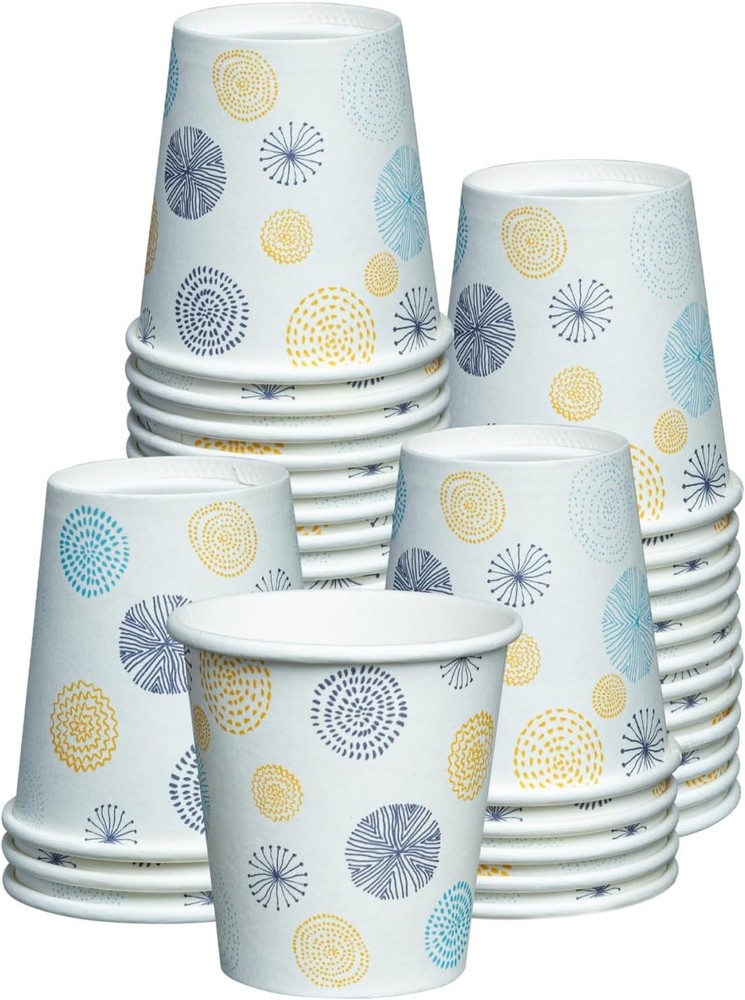 Floral 3oz Biodegradable Paper Cups 100 Pack for Bathroom Use