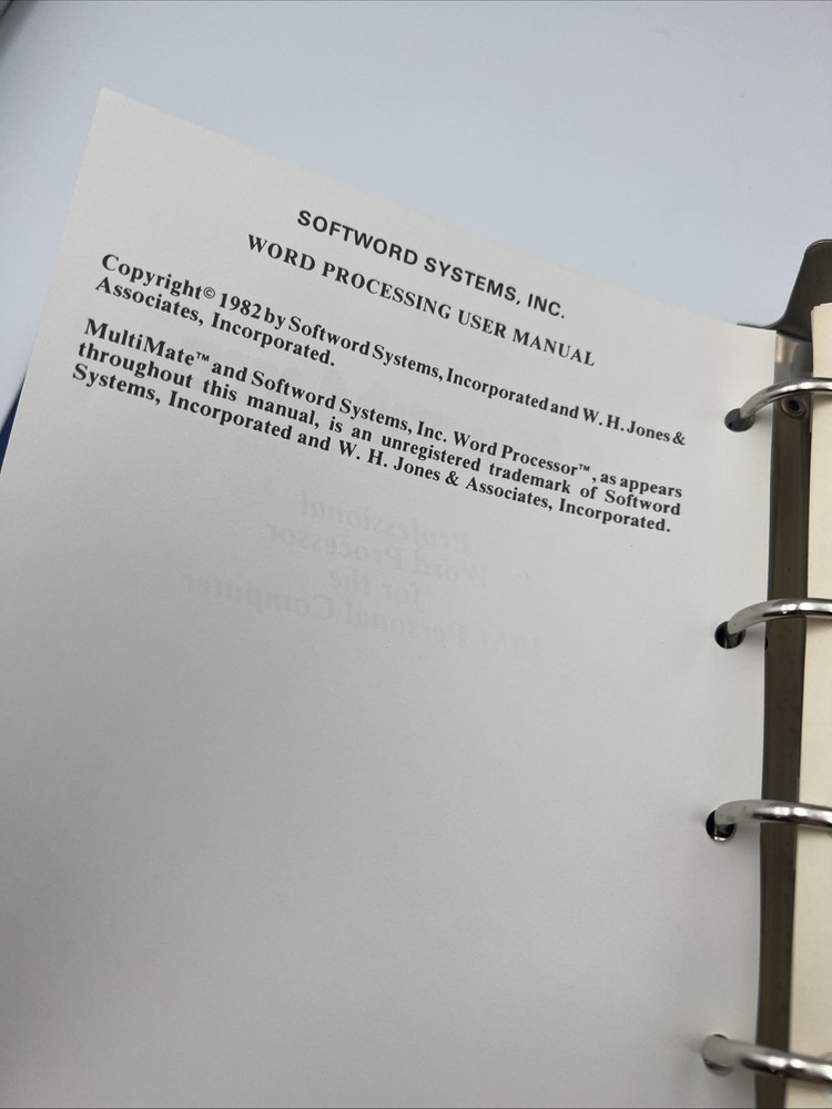 1982 MultiMate Pro Word Processor for IBM PC Manual +5 floppy disks, Good Cond!