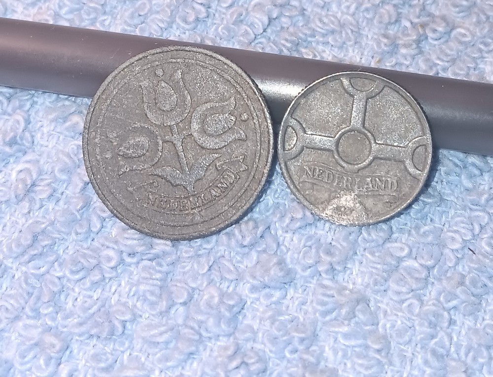 Heavily Circulated WW2 Netherlands Coins, Has Oxidation