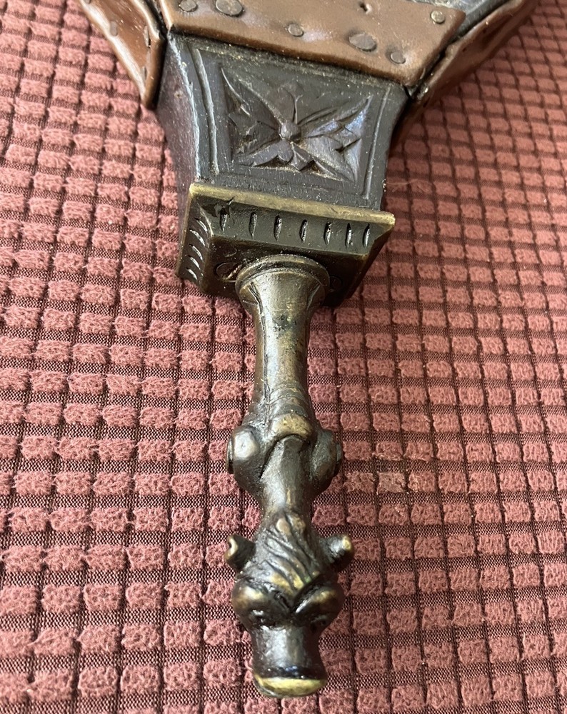 Victorian North Wind Fireplace Bellows has Brass Decorative Nozzle
