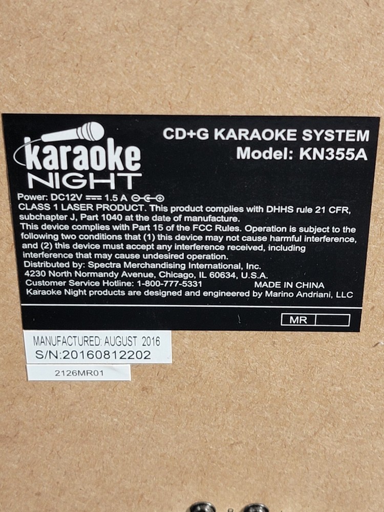 Karaoke Machine Night KN355 CD+G Karaoke System Complete Tested Working
