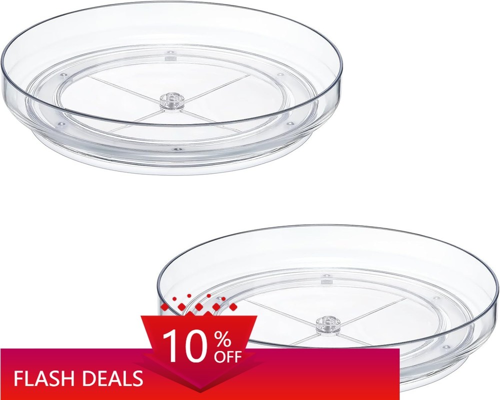 2 Pack 9 Inch Lazy Susan, Non-Skid Turntable Organizer for Cabinet, Kitchen