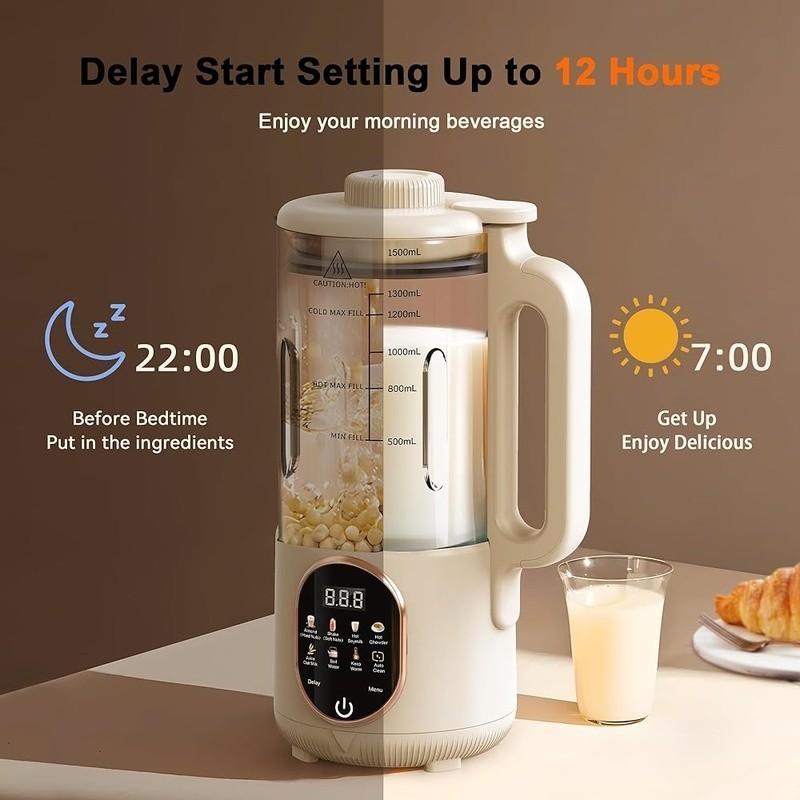 10 in 1 Automatic Nut Milk Maker Plant Based Milk Machine W/ Auto Clean Function