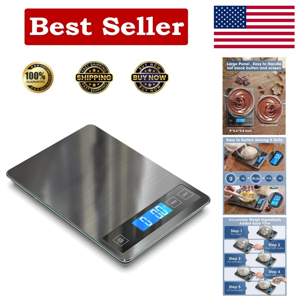 Precision 22lbs Kitchen Scale with Large Backlit Display for Effortless Cooking